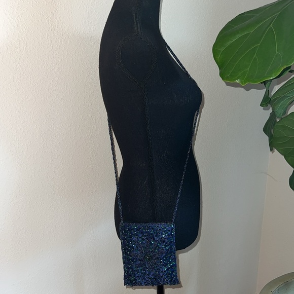 Beaded Sequin Women’s Midnight Blue Forest Green Shoulder Crossbody Bag Purse - Picture 5 of 7